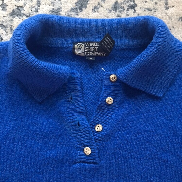 Retro Blue 100% Wool Collar Sweater - Picture 3 of 6